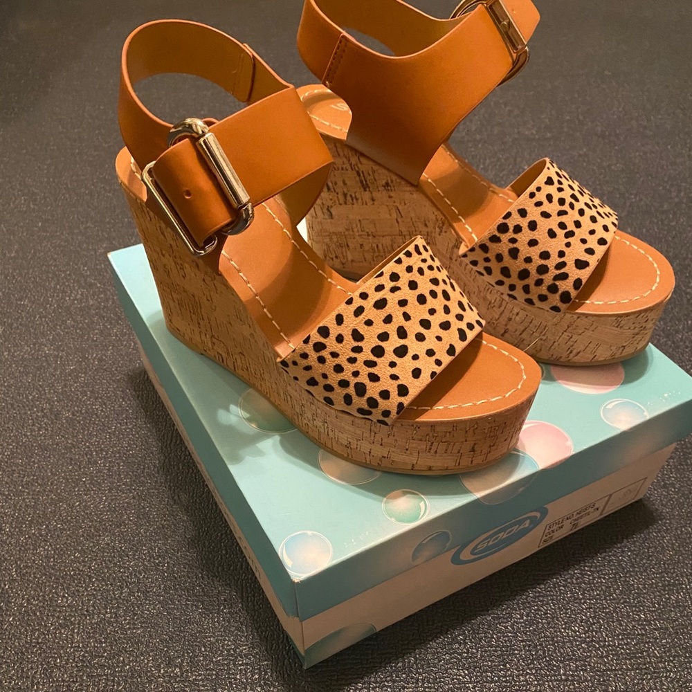 Soda Animal Print Sandal Wedges